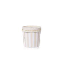 Gelato shaped container with 'Havana Vanilla' text on a white background