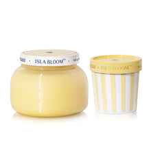 Two yellow containers with 'Isla Bloom' branding on a white background
