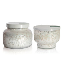 Two Crystal Pine Holiday Mercury Candles on a white background