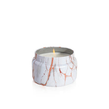 Havana Vanilla Modern Marble Printed Travel Tin Candle, lit