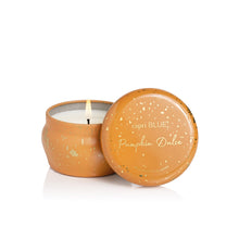 Pumpkin Dulce Glimmer Mini Tin Candle, lit