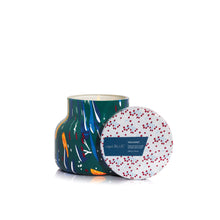 Volcano Holiday Pattern Play Petite Candle, lit