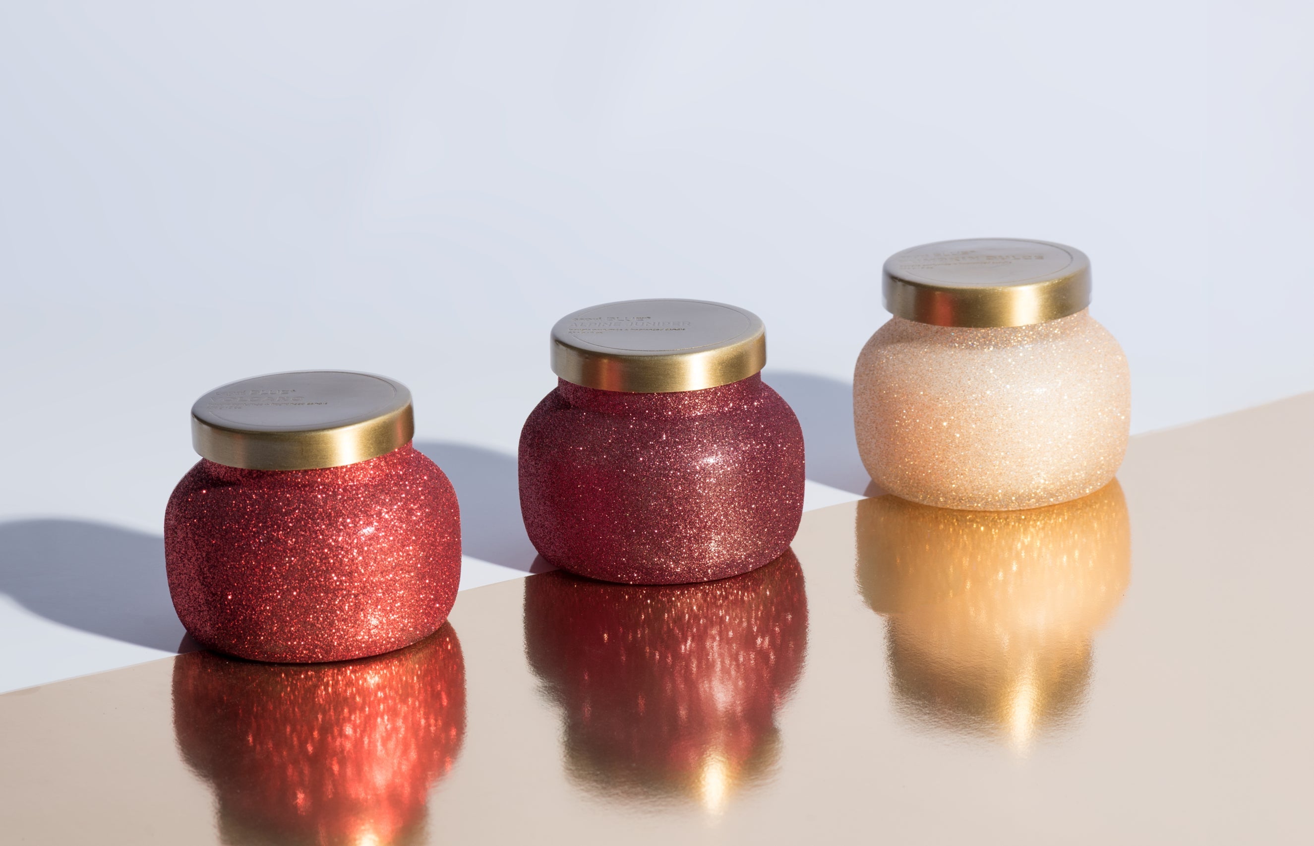 Capri Blue Glam Candles in Volcano, Crystal Pine and Pumpkin Dulce