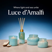 Luce d'Amalfi candles and diffuser with a blue gradient background