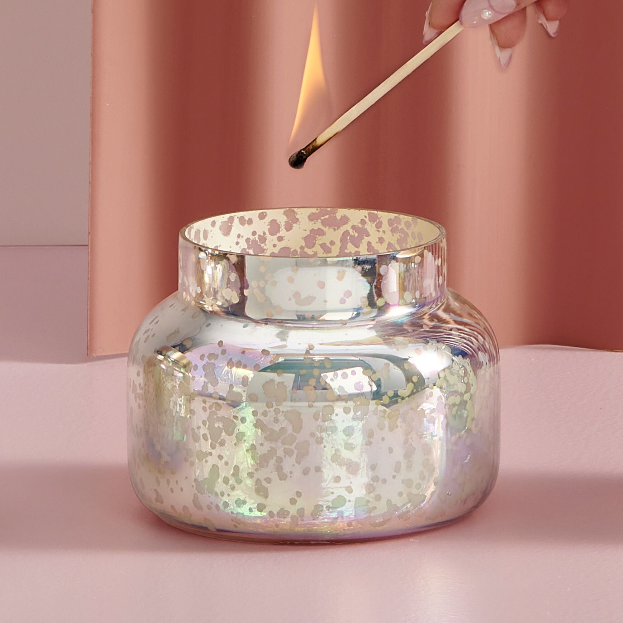 Coconut Santal Mercury Iridescent Signature Jar, 19 oz is a metallic candle