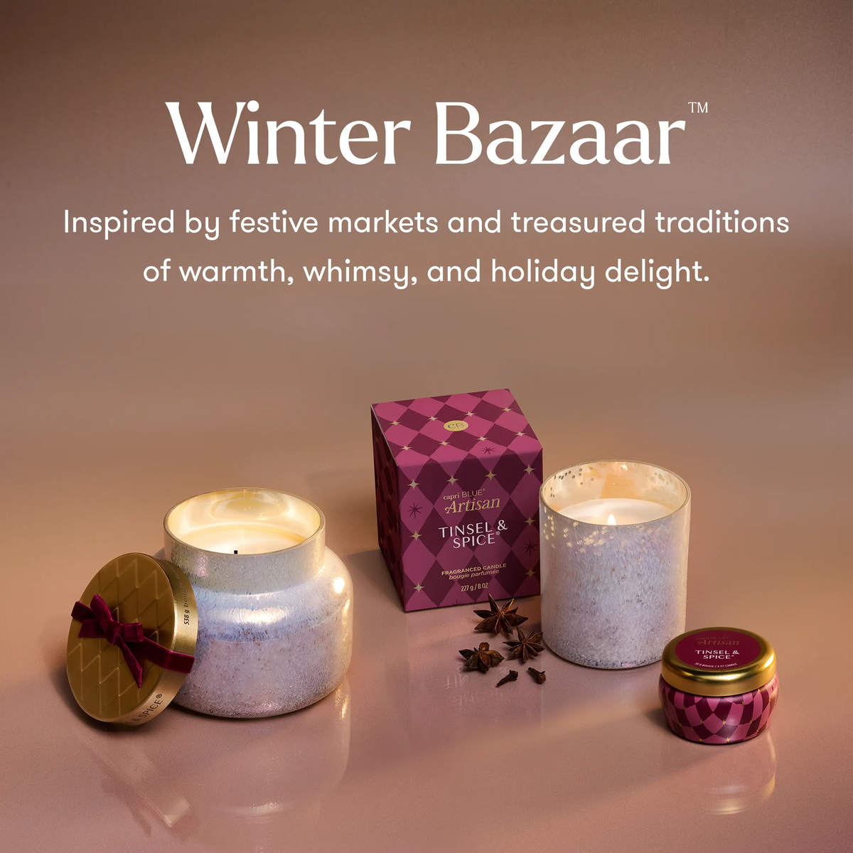 Tinsel & Spice Winter Bazaar Boxed Tumbler Candle