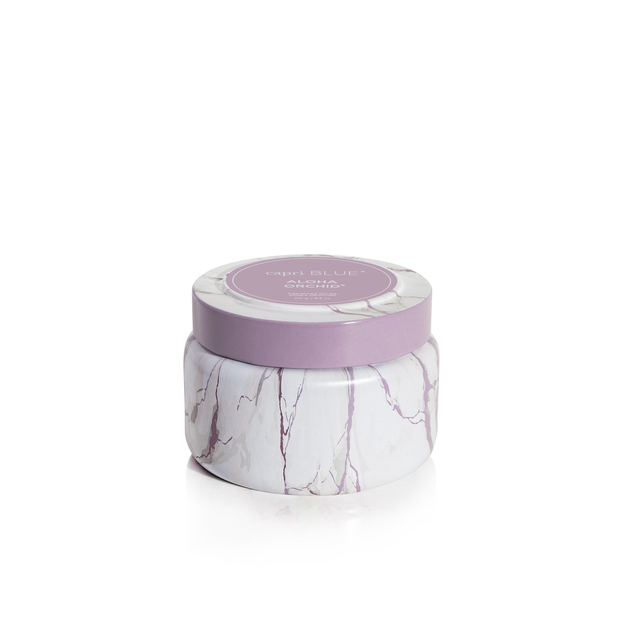 Aloha Orchid Modern Marble Printed Travel Tin Candle, 8.5 oz