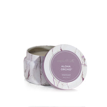 Aloha Orchid Modern Marble Printed Travel Tin Candle Open