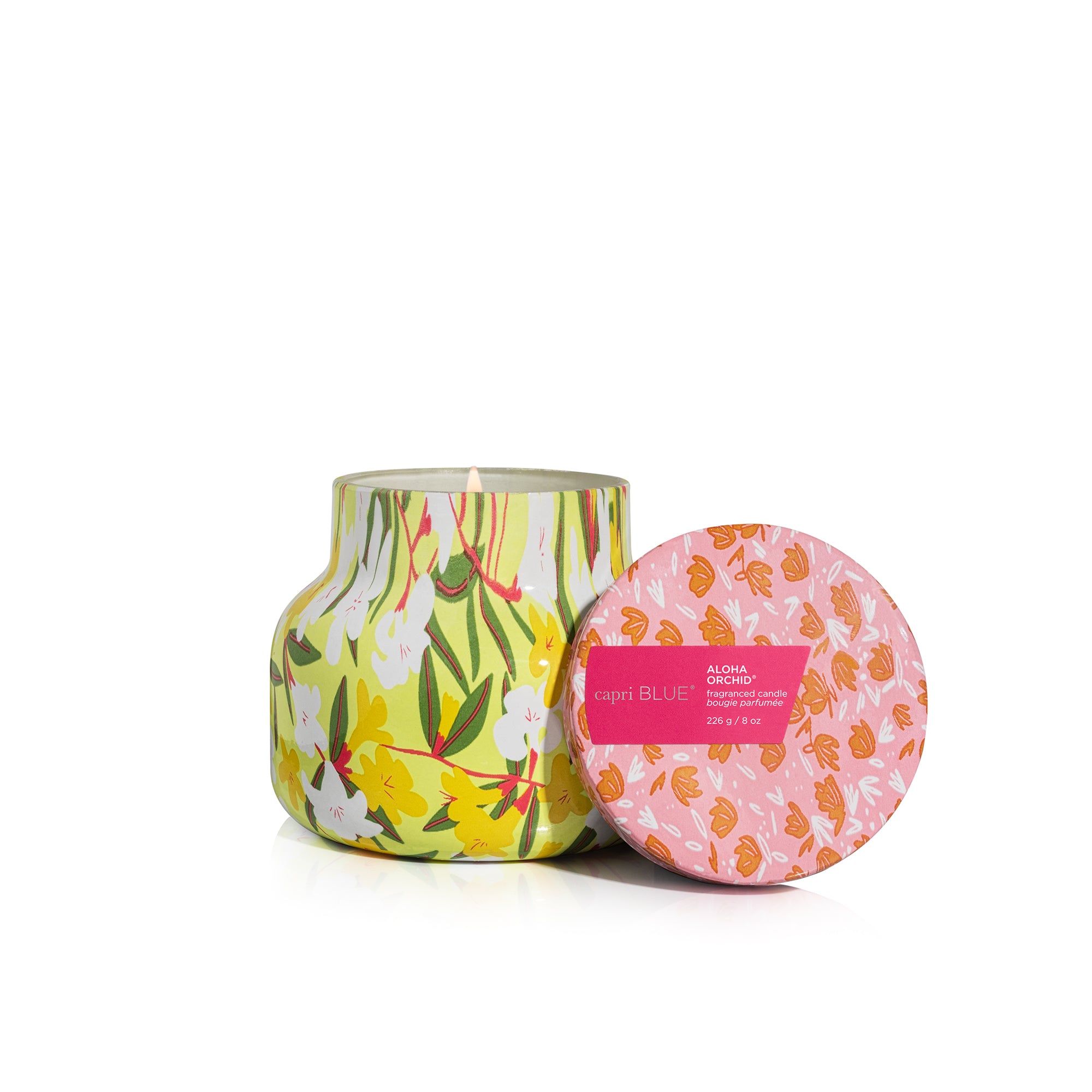 Aloha Orchid Pattern Play Petite Candle, open