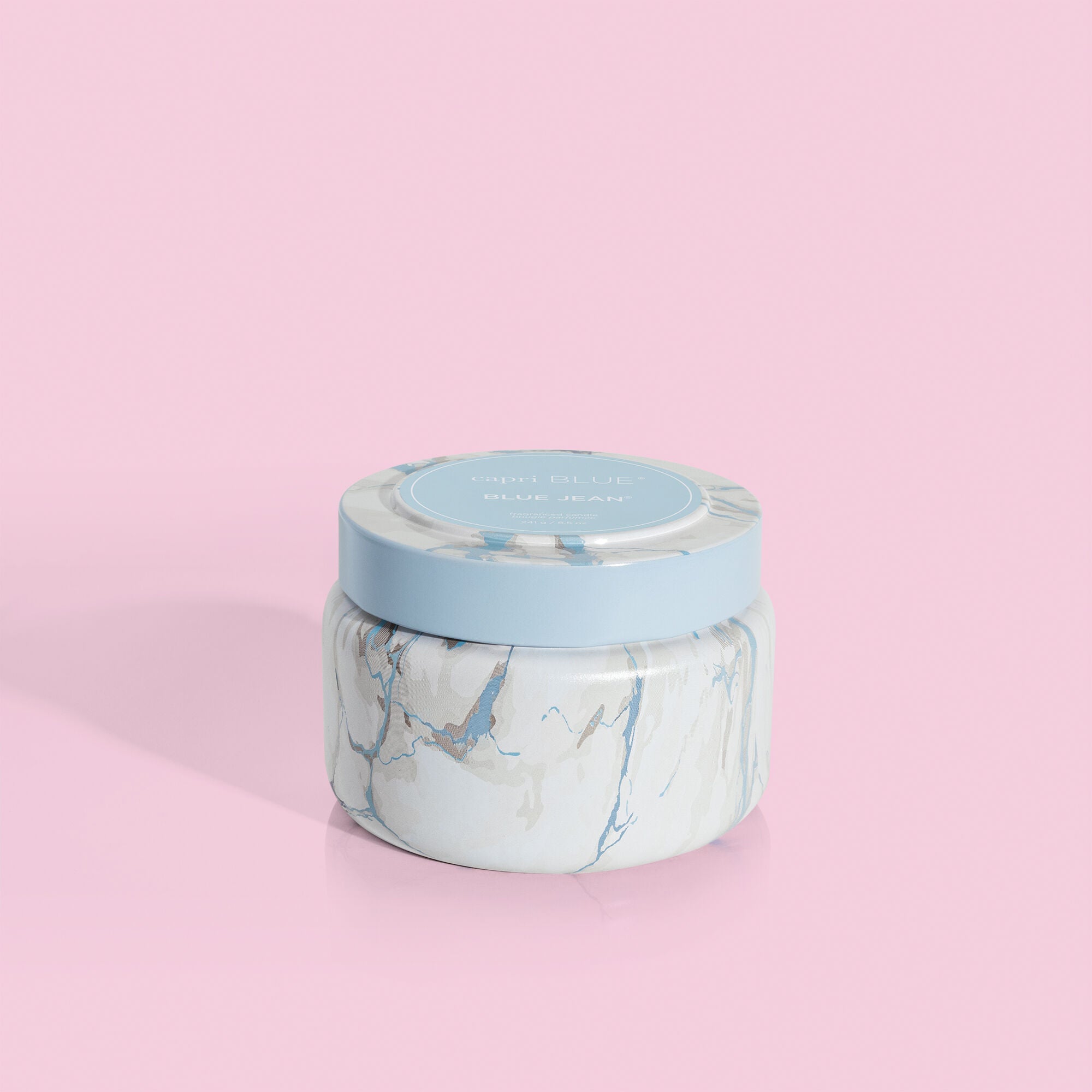 Blue Jean Modern Marble Printed Travel Tin Candle