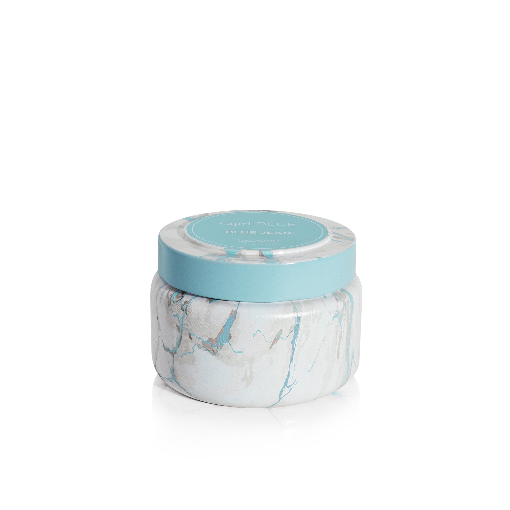 Blue Jean Modern Marble Printed Travel Tin Candle