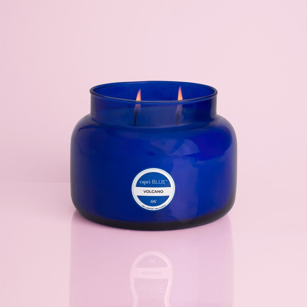 Volcano Blue Jumbo Candle Jar, 48 oz When Burning