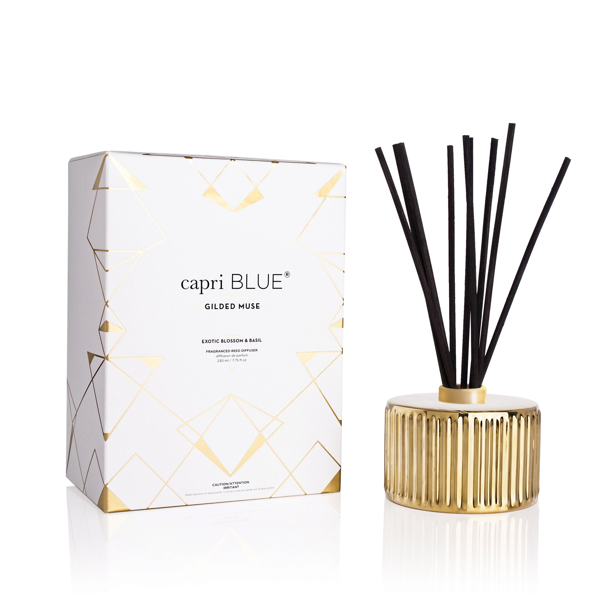 Exotic Blossom & Basil Gilded Reed Diffuser 7.75 fl oz | Capri Blue