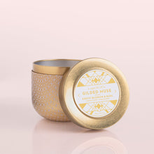 Exotic Blossom & Basil Gilded Candle Tin, 12.5 oz product with lid off