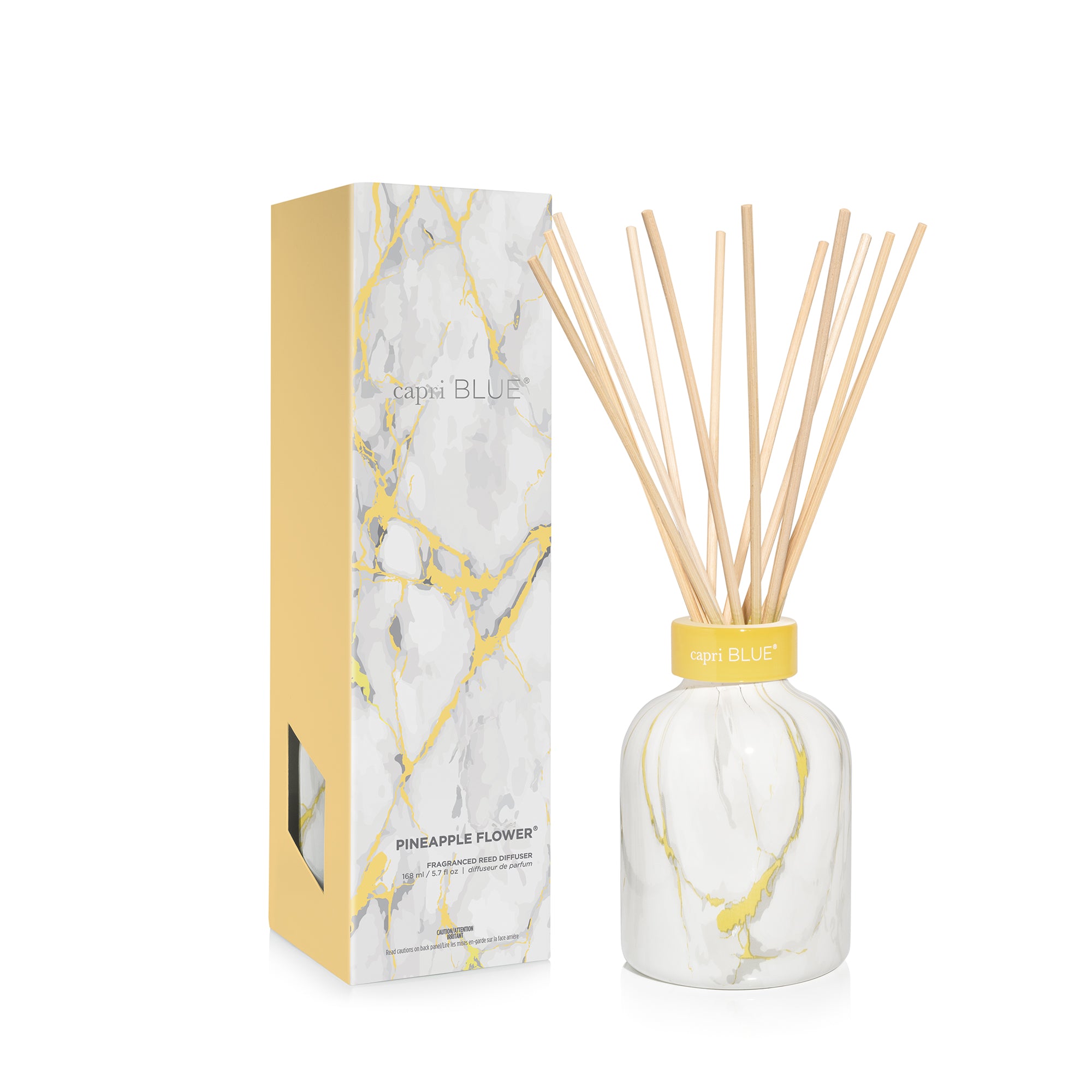 Pineapple Flower Modern Marble Petite Reed Diffuser, 5.7 fl oz