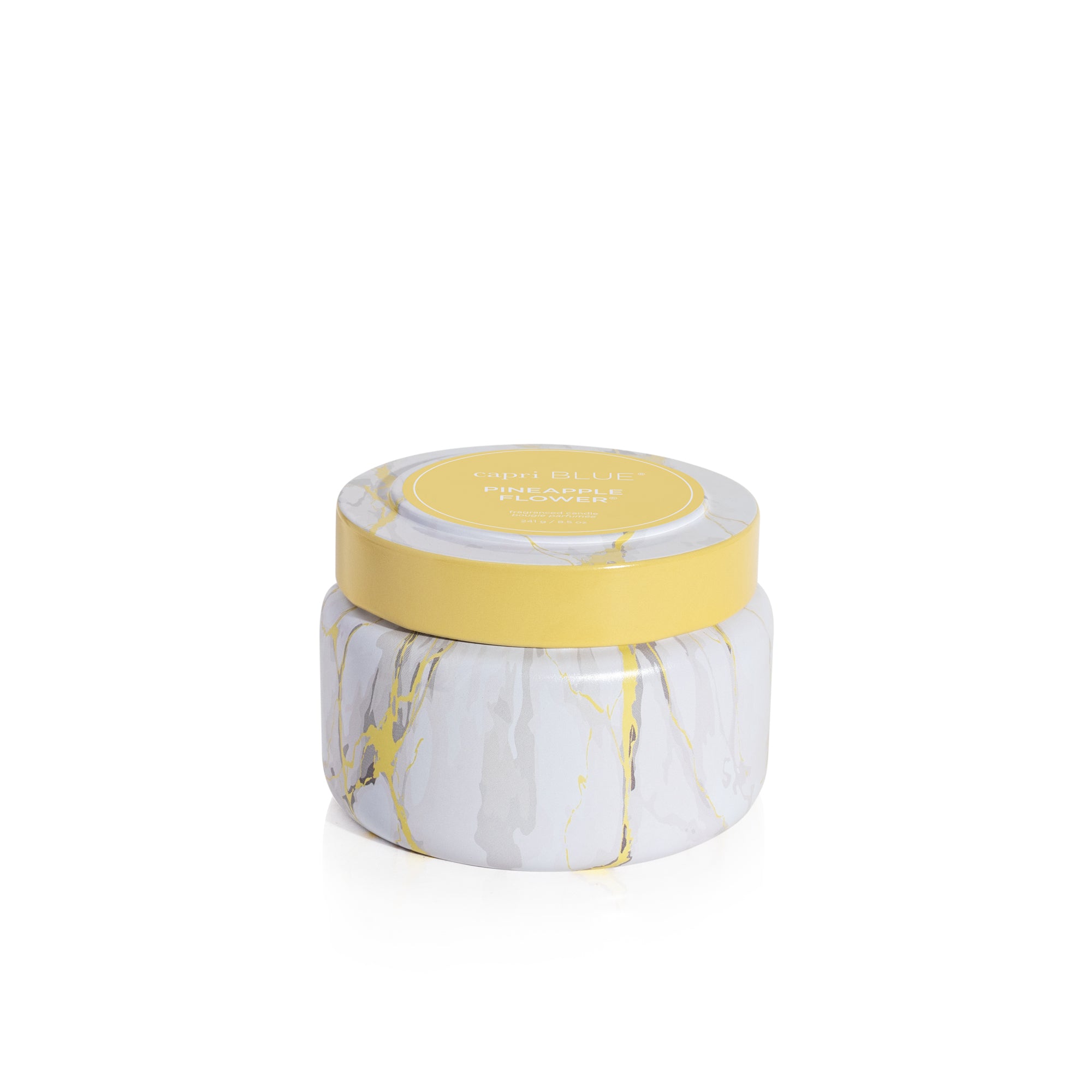 Pineapple Flower Modern Marble Printed Travel Tin Candle, 8.5oz