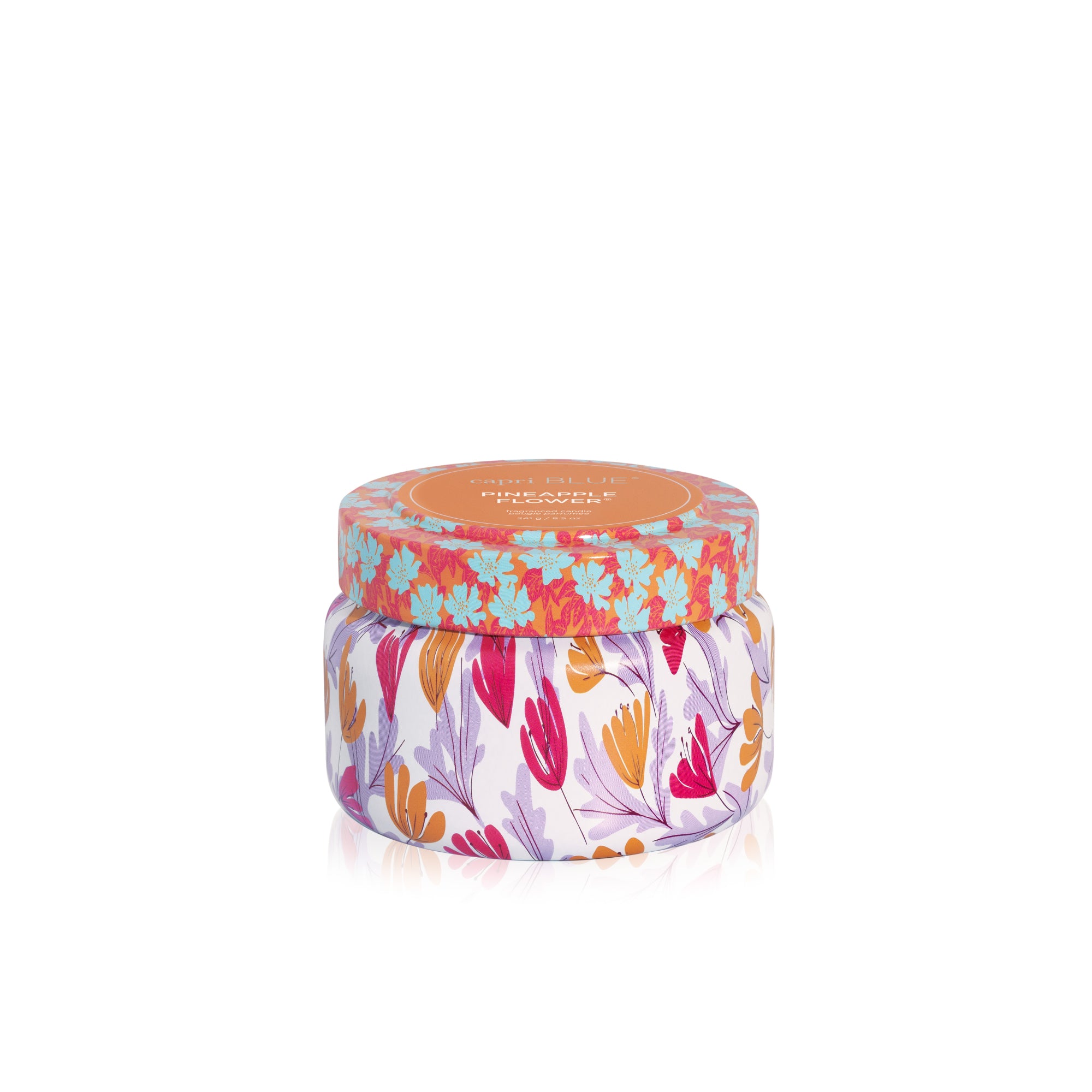 Pineapple Flower Pattern Play Printed Travel Tin Candle, 8.5 oz