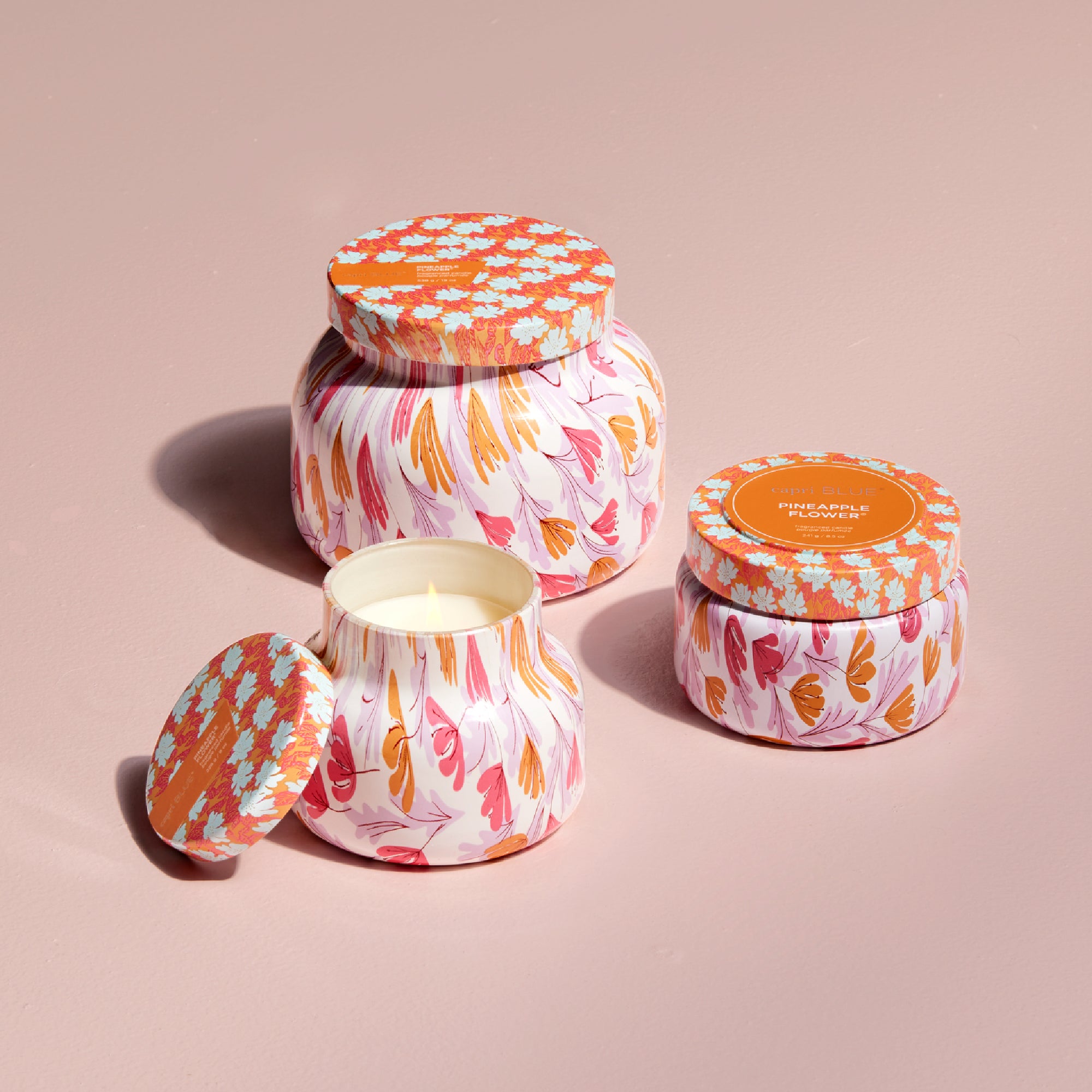 Capri Blue Pineapple Flower Pattern Play Printed Travel Tin Candle - Thumbnail 4
