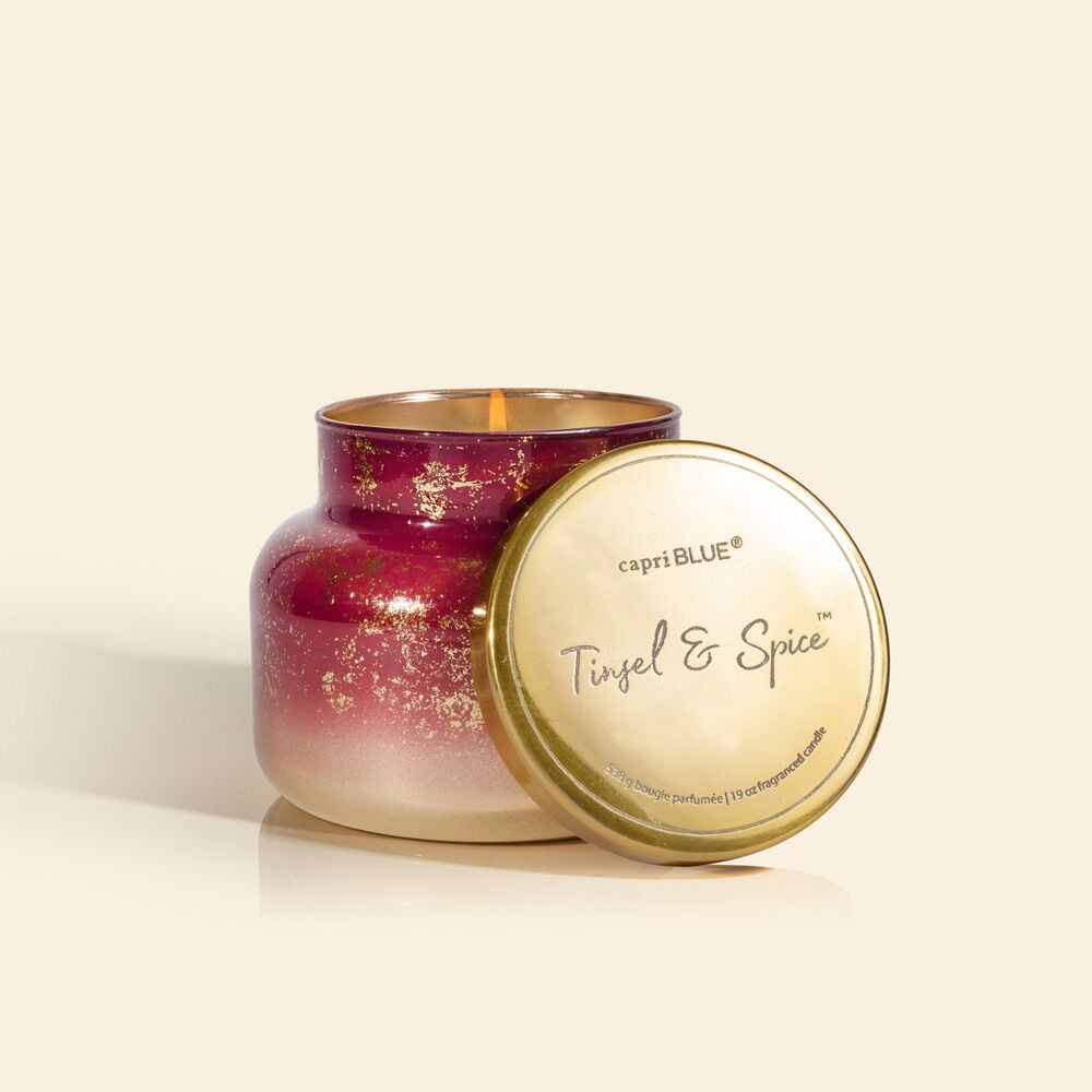 Tinsel and Spice Glimmer Signature Jar, 19 oz is a holiday scent