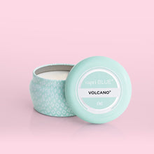 Volcano Aqua Printed Mini Candle Tin product with lid off