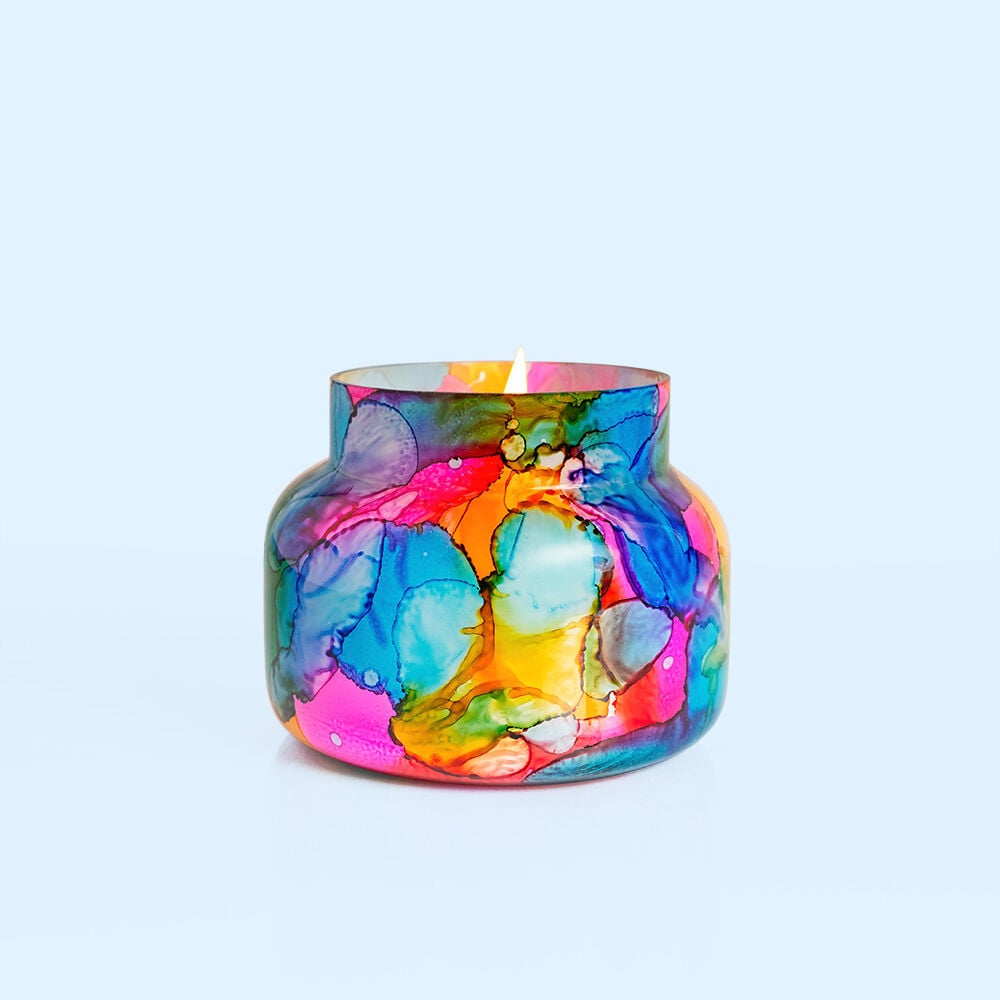 Volcano Rainbow Watercolor Signature Candle Jar, 19 oz Candle without Lid Burning