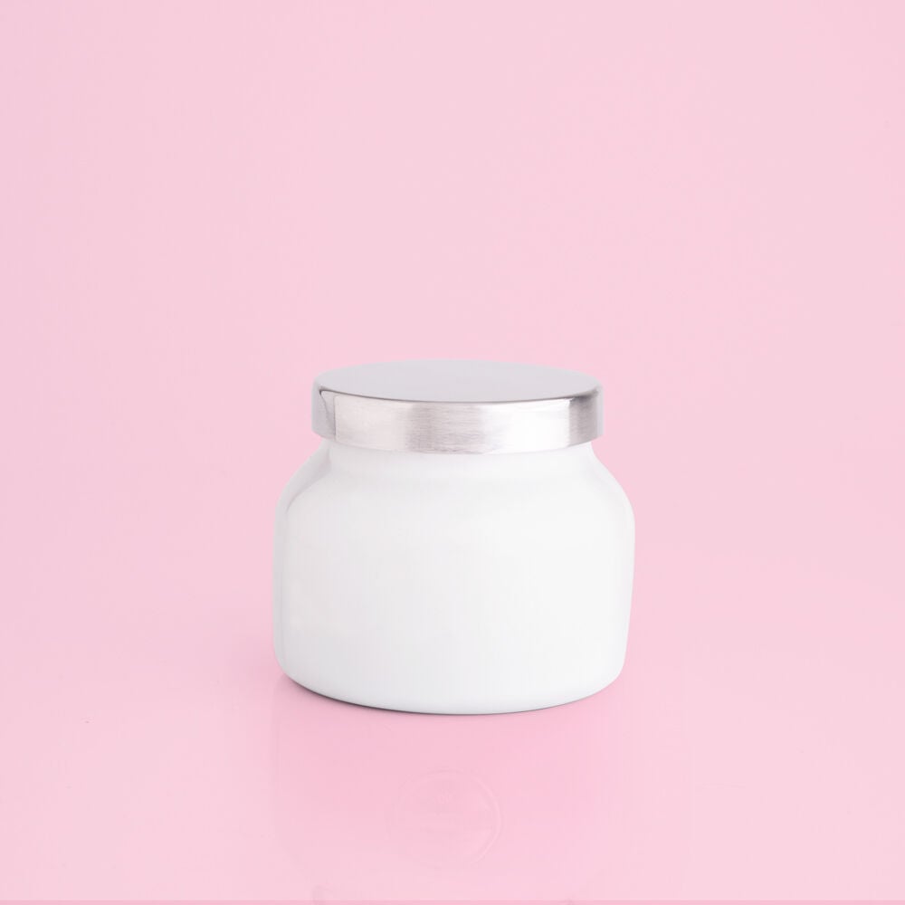 Volcano White Petite Candle Jar, 8 oz rear product view